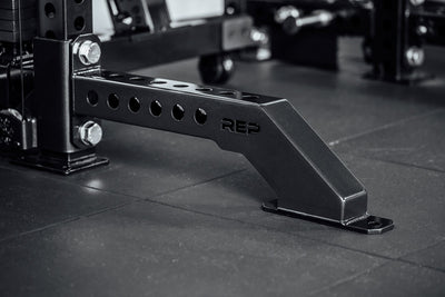 Close-up of Front Foot Extension Pair 2.0 with REP branding