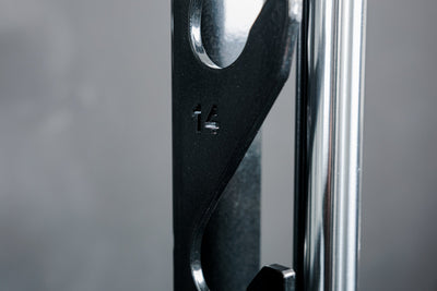 Close-up of the numbering on the REP Fitness Altitude™ Power Rack Smith Machine Attachment