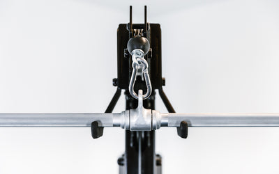 Adonis™ Cable Tower. Close up of hooks at the top to hold attachment