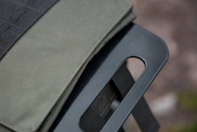 close up of the bottom handle on the Strata Weight Vest Plate