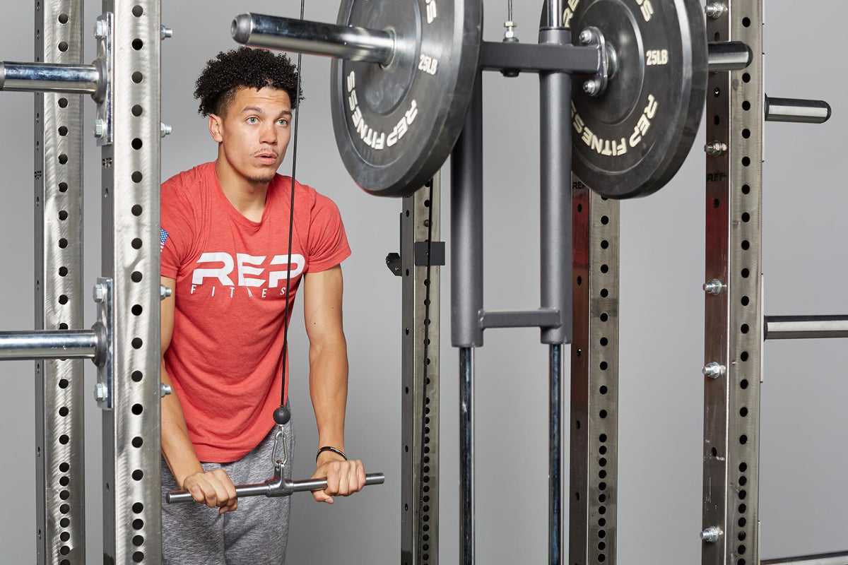 20" Straight Bar Cable Attachment (In Use - Tricep Pushdown)